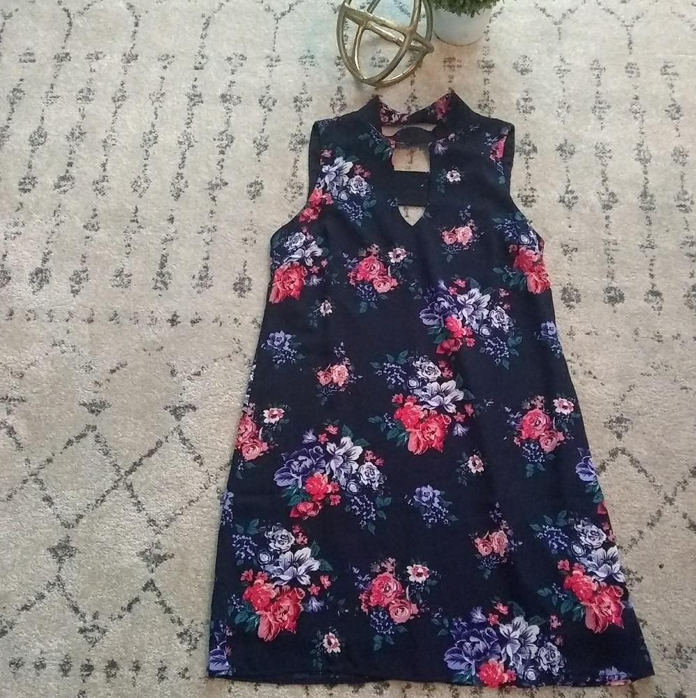 Navy blue floral dress
